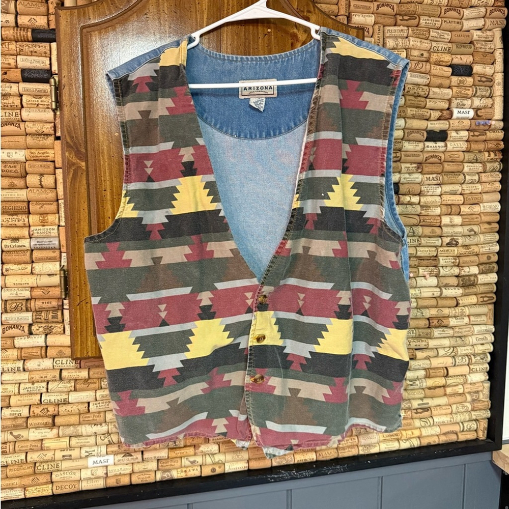 Vintage 90's Arizona Jeans geometric print vest size large